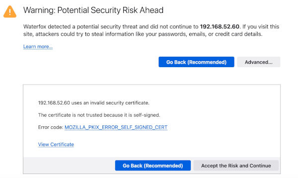 Nginx self-signed cert warning